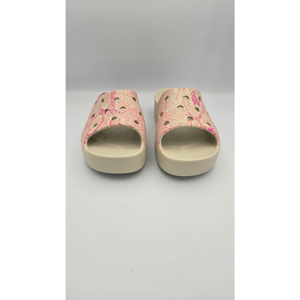 Crocs Women's Classic Platform Slide Sandal, Pink/Bone Size 7 - Picture 2 of 10